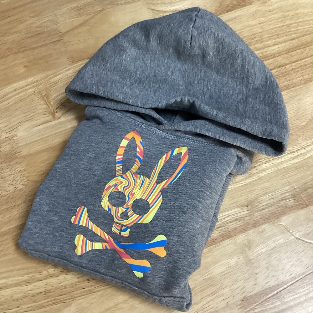 Boys Psycho Bunny Long Sleeve Hoodie- Gray - XXS (4)